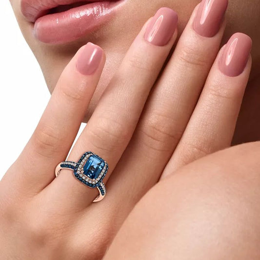 EFFYÂ® London Blue Topaz (2-1/5 Ct. T.W.) & Diamond (1/2 Ct. T.W.) Statement Ring in 14K Rose Gold